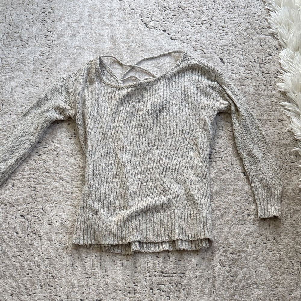 American Eagle Cozy Crisscross Back Women's Sweater - Light Heather Gray